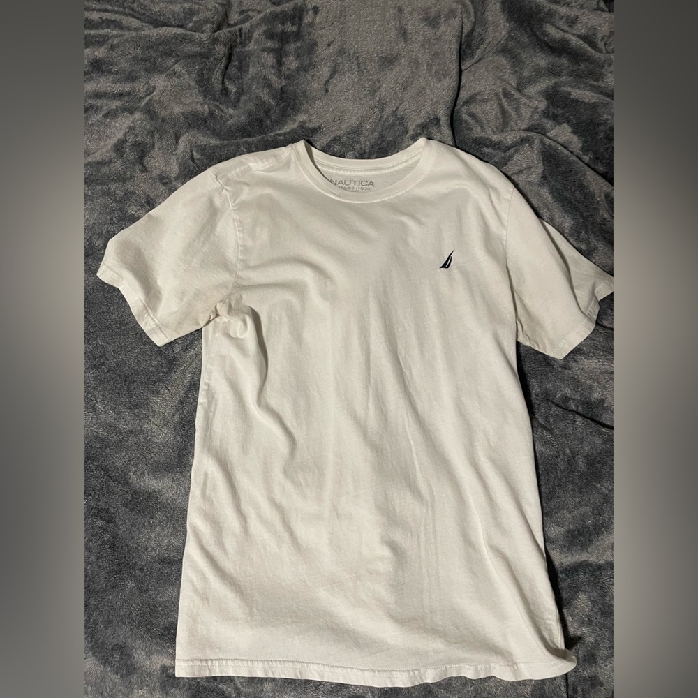 White Nautica tee, white, youth xl,
